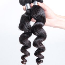 2 pcs Virgin Peruvian Hair Bundles Loose Wave Weave Natural Black - Zever Hair