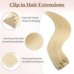 Bleach White Blonde(#613) Premium Straight Clip In Hair Extensions 7 Pieces - Zever Hair