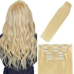 Bleach White Blonde(#613) Premium Straight Clip In Hair Extensions 7 Pieces - Zever Hair