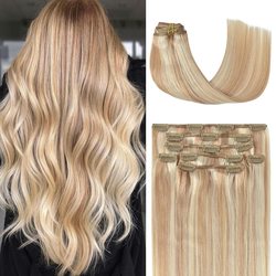 Golden Brown/Blonde(#F12-613) Premium Straight Clip In Hair Extensions 7 Pieces - Zever Hair