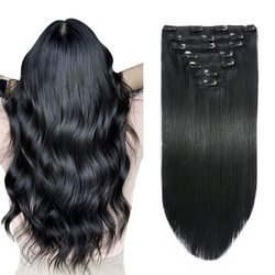 Jet Black(#1) Premium Straight Clip In Hair Extensions 7 Pieces - Zever Hair