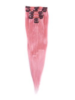 Pink(#Pink) Premium Straight Clip In Hair Extensions 7 Pieces - Zever Hair