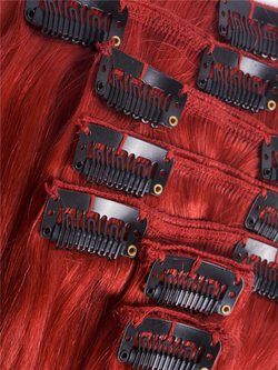 Red(#Red) Premium Straight Clip In Hair Extensions 7 Pieces - Zever Hair