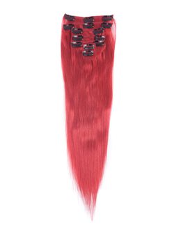 Red(#Red) Premium Straight Clip In Hair Extensions 7 Pieces - Zever Hair