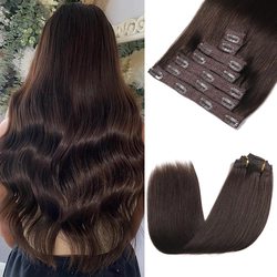 Dark Brown(#2) Premium Straight Clip In Hair Extensions 7 Pieces - Zever Hair