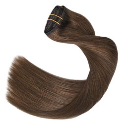 Medium Brown(#4) Premium Straight Clip In Hair Extensions 7 Pieces - Zever Hair