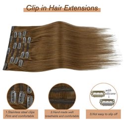 Medium Chestnut Brown(#6) Premium Straight Clip In Hair Extensions 7 Pieces - Zever Hair