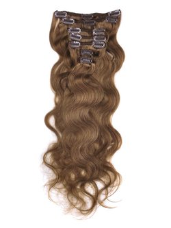 Light Chestnut(#8) Premium Body Wave Clip In Hair Extensions 7 Pieces - Zever Hair