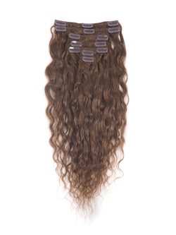 Light Chestnut(#8) Premium Kinky Curl Clip In Hair Extensions 7 Pieces - Zever Hair