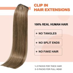 Light Chestnut(#8) Premium Straight Clip In Hair Extensions 7 Pieces - Zever Hair