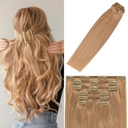 Reddish Blonde (#12) Premium Straight Clip In Hair Extensions 7 Pieces - Zever Hair