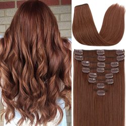 Dark Auburn(#33) Premium Straight Clip In Hair Extensions 7 Pieces - Zever Hair