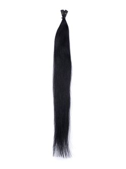 50 Piece Silky Straight Stick Tip/I Tip Remy Hair Extensions Jet Black(#1) - Zever Hair