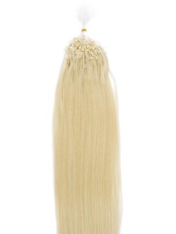 Remy Micro Loop Hair Extensions 100 Strands Silky Straight Bleach White Blonde(#613) - Zever Hair