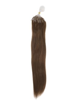 Human Micro Loop Hair Extensions 100 Strands Silky Straight Light Chestnut(#8) - Zever Hair