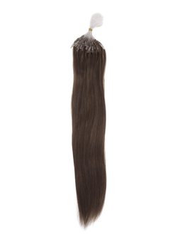 Micro Loop Human Hair Extensions 100 Strands Silky Straight Medium Brown(#4) - Zever Hair