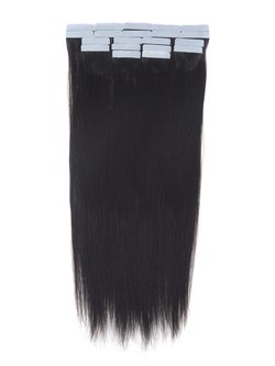 Remy Tape In Hair Extensions 20 Piece Silky Straight Natural Black(#1B) - Zever Hair